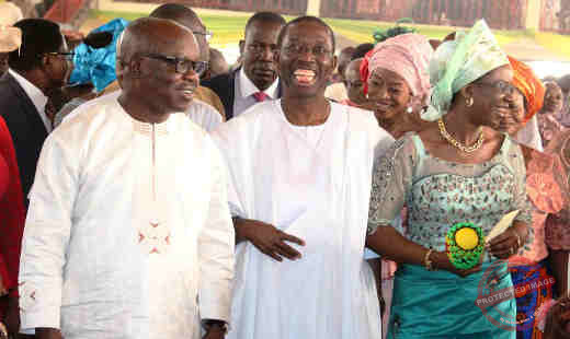 Governor Emmanuel Uduaghan and Senator Ifeanyi Okowa and wife at thanksgiving