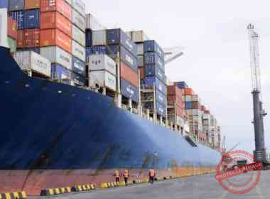 Huge ship berths at Onne Photo