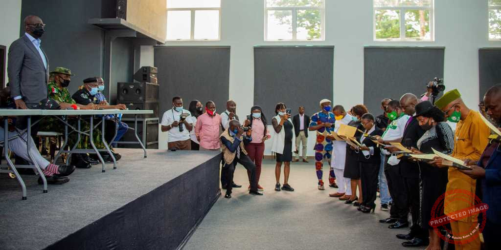 Godwin Obaseki, on Monday inaugurated a Judicial Panel of Inquiry to look into the activities of the disbanded Special Anti-Robbery Squad (SARS) Photo