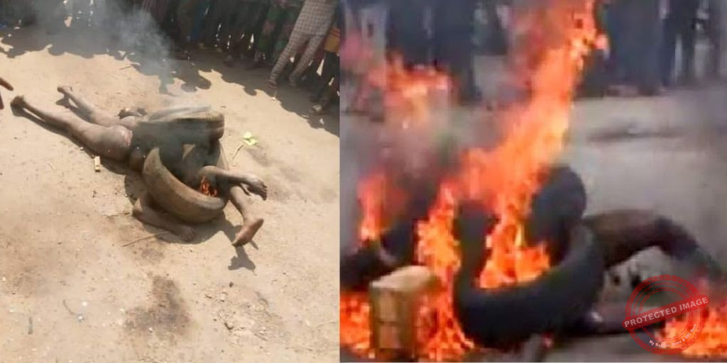 Two Suspected Kidnappers Burnt in Osun (Photo)
