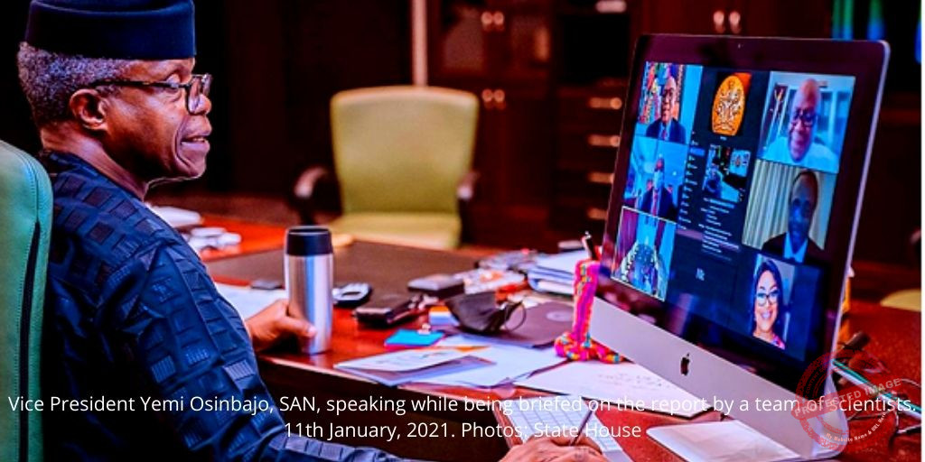 Vice President Yemi Osinbajo, SAN, speaking while being briefed on the report by a team of scientists. 11th January, 2021. Photos: State House