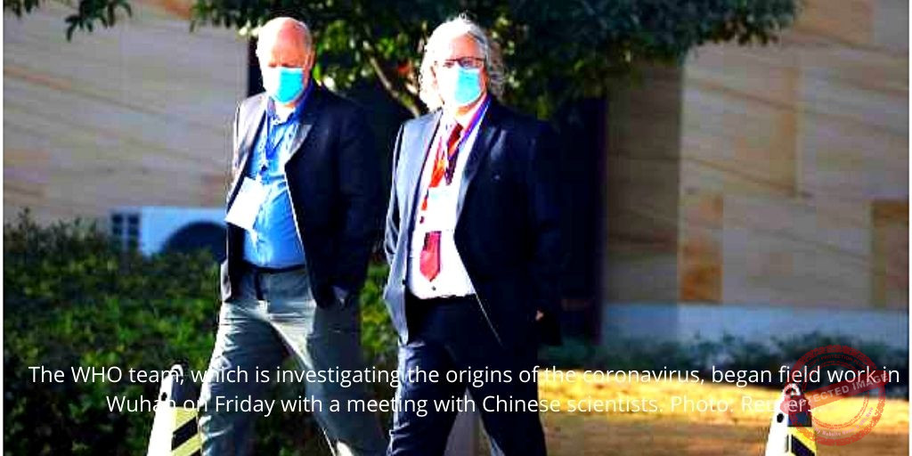 The WHO team, which is investigating the origins of the coronavirus, began field work in Wuhan on Friday with a meeting with Chinese scientists. Photo Reuters.