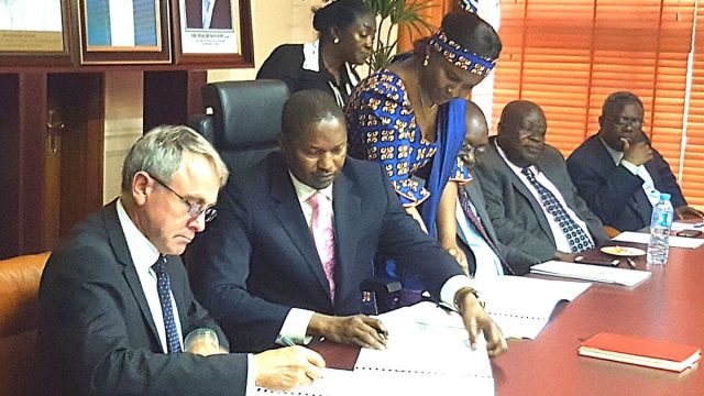 The Attorney General and Minister of Justice, Abubakar Malami, during the signing of a Memorandum of Understanding (MOU) between the British and Nigerian Governments
