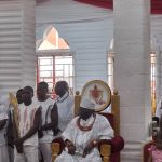the eighth coronation anniversary commemorative thanksgiving service for Omo N' Oba N' Edo, Uku Akpolokpolo, Ewuare II, Oba of Benin, at the Holy Aruosa Church in Benin