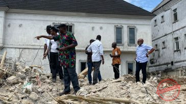 Pictures of building collapse in Port Harcourt