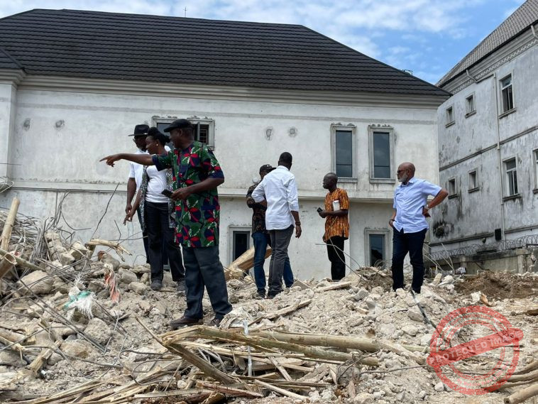 Pictures of building collapse in Port Harcourt