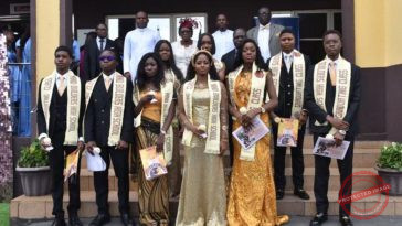 Graduating students with the Education Director, Mrs. Bolajoko Falore, and some teachers (back row)